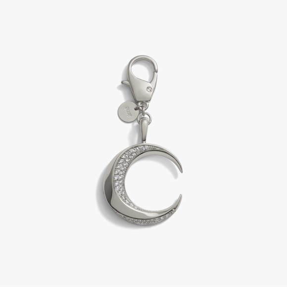 awe inspired Accessories - Awe Inspired Silver Twisted Crescent Moon Boho Celebrity Bag Charm Necklace